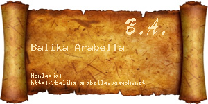 Balika Arabella névjegykártya